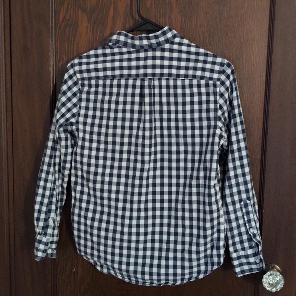 Crewcuts Navy & White Checkered Button Down Long Sleeve Shirt Size Boys 12 - Picture 5 of 6